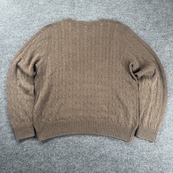 Polo Ralph Lauren 100% Silk Cable Knit Brown Pullover Sweater Mens Size XLarge - Picture 7 of 10